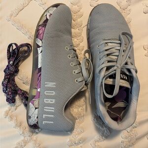 NOBULL Gray and Purple Training Shoes with additional laces